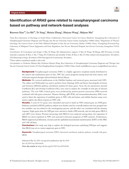 Identification of RRAS Gene Related to Nasopharyngeal Carcinoma Based on Pathway and Network-Based Analyses