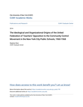 The Ideological and Organizational Origins of the United Federation Of