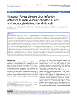 Kyasanur Forest Disease Virus Infection Activates Human Vascular Endothelial Cells and Monocyte-Derived Dendritic Cells