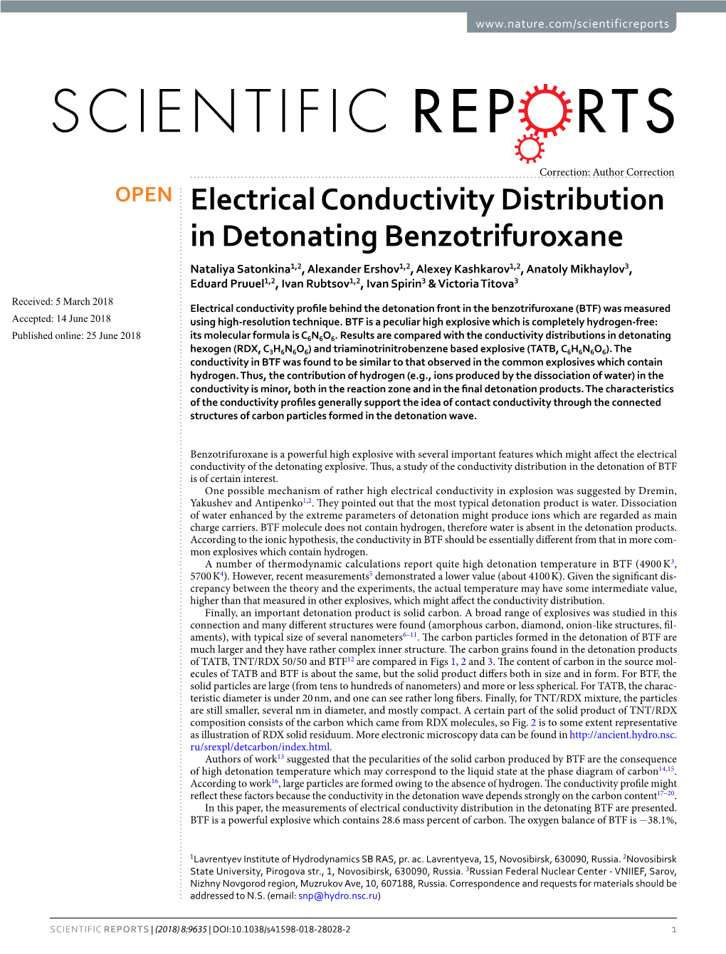 Electrical Conductivity Distribution in Detonating Benzotrifuroxane