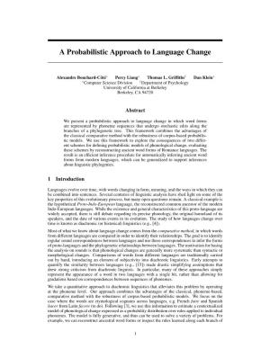 A Probabilistic Approach to Language Change