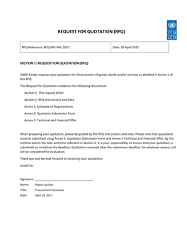 Section 1: Request for Quotation (Rfq)