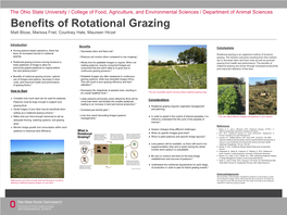 Benefits of Rotational Grazing Matt Blose, Marissa Friel, Courtney Hale, Maureen Hirzel