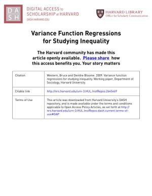 Variance Function Regressions for Studying Inequality