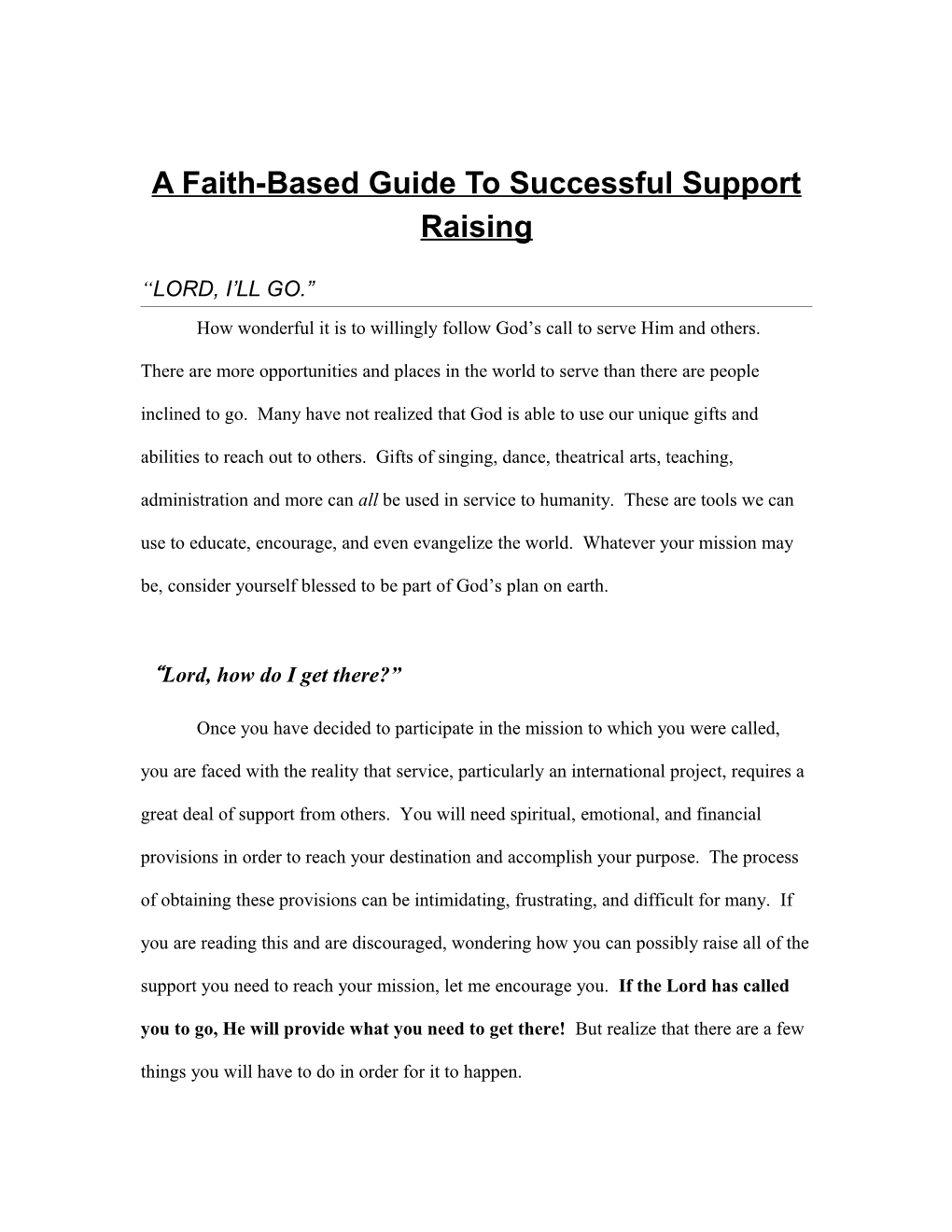 A Faith-Based Guide to Successful Support Raising