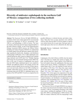 Diversity of Midwater Cephalopods in the Northern Gulf of Mexico: Comparison of Two Collecting Methods