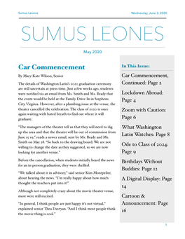 Sumus Leones May:June 2020