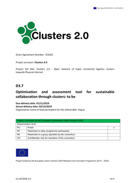 D3.7 Optimisation and Assessment Tool for Sustainable Collaboration Through Clusters: to Be