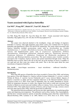 Yeasts Associated with Euploea Butterflies