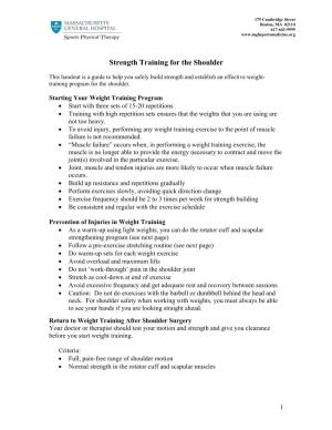 Strength Training for the Shoulder