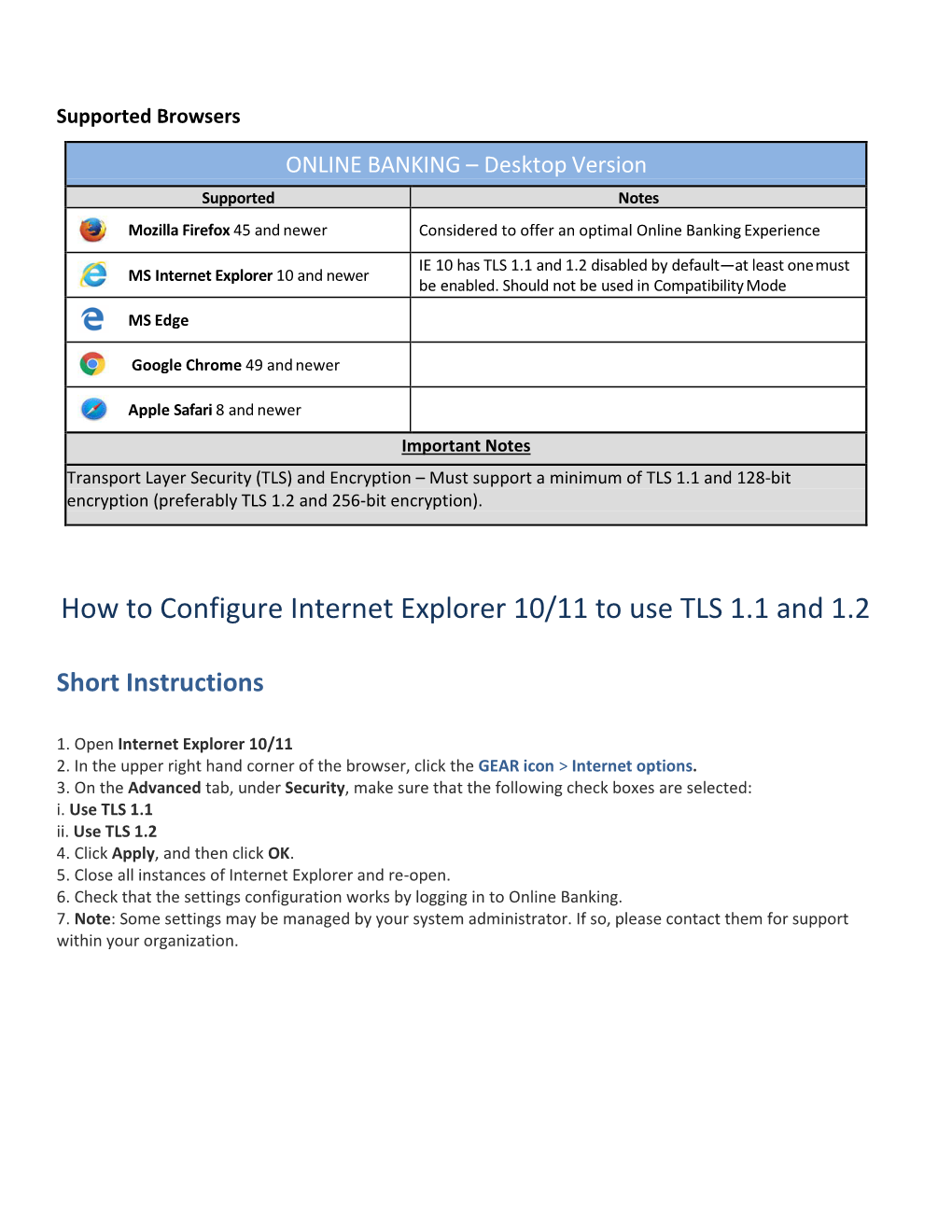 How to Configure Internet Explorer 10/11 to Use TLS 1.1 and 1.2