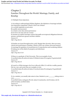 Families and Their Social Worlds 2Nd Edition Seccombe Test Bank