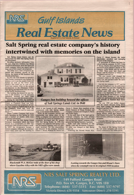 Gulf Islands Real Estate News Salt Spring Real Estate Company's History Intertwined with Memories on the Island Salt Spring Island History and the Gavin C