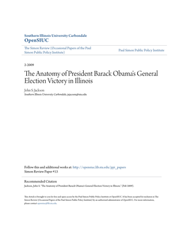 The Anatomy of President Barack Obama's General Election Victory in Illinois John S
