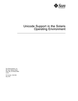 Unicode Support in the Solaris Operating Environment