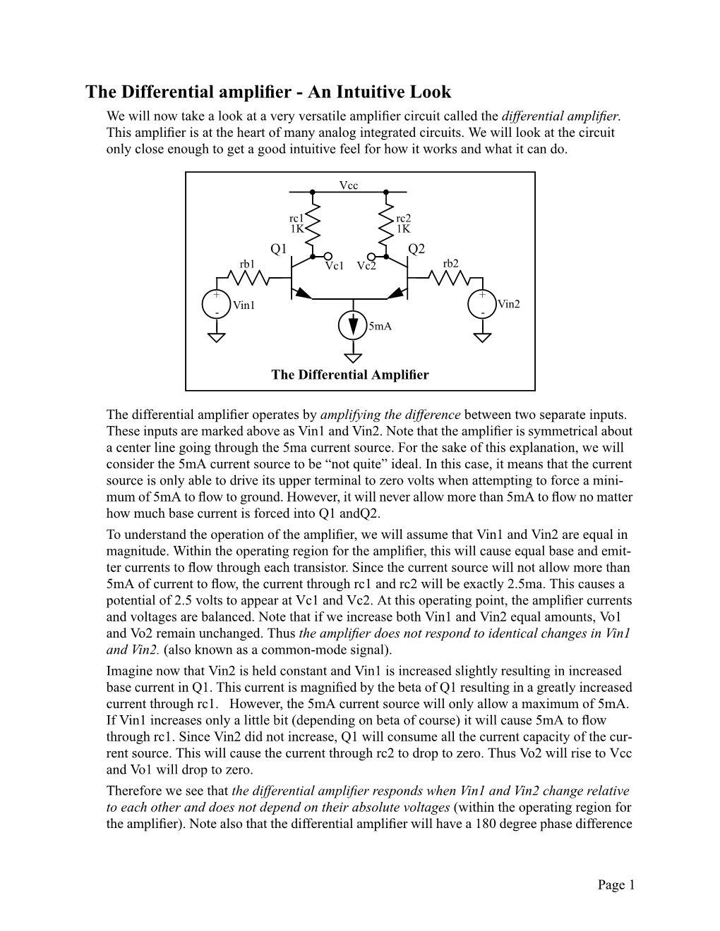 The Differential Amplifier