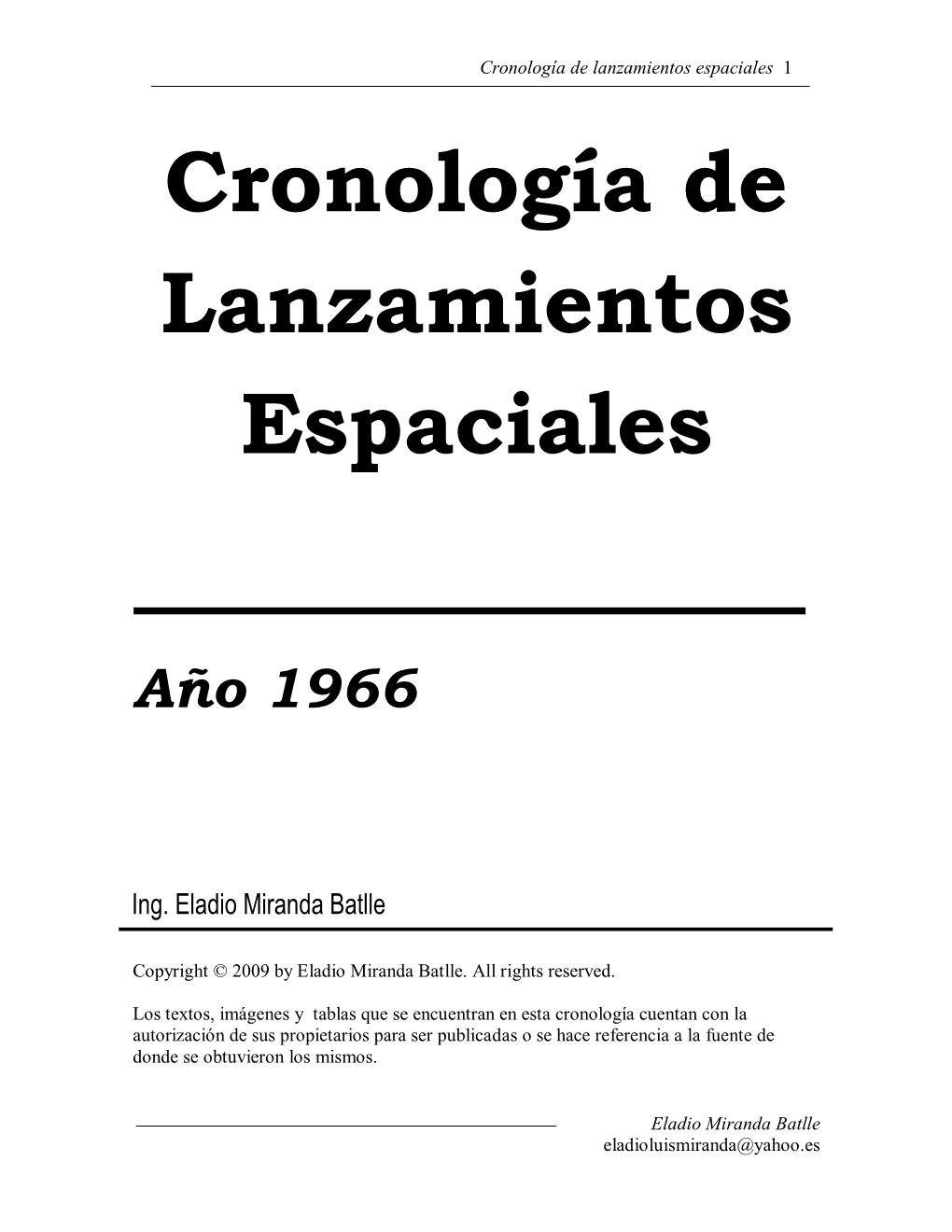 Cronología De Lanzamientos Espaciales 1