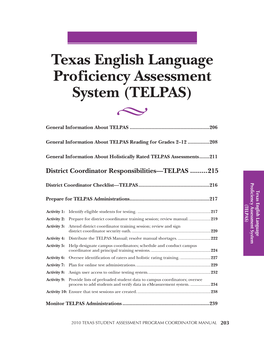 Texas English Language Proficiency Assessment System (TELPAS) 