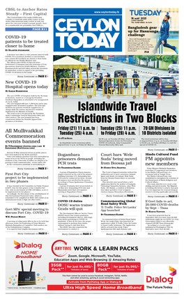 Islandwide Travel Restrictions in Two Blocks