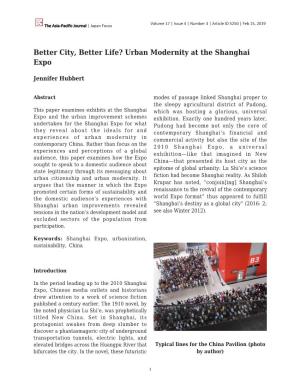 Urban Modernity at the Shanghai Expo