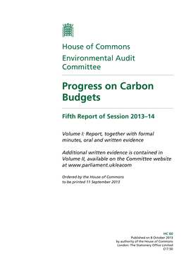 Progress on Carbon Budgets