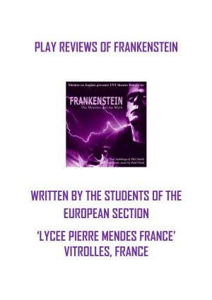 Play Reviews of Frankenstein Written by the Students of the European Section