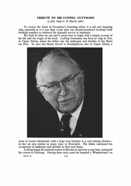 TRIBUTE to SIR LUDWIG GUTTMANN (3 July 1899 to 18 March 1980)
