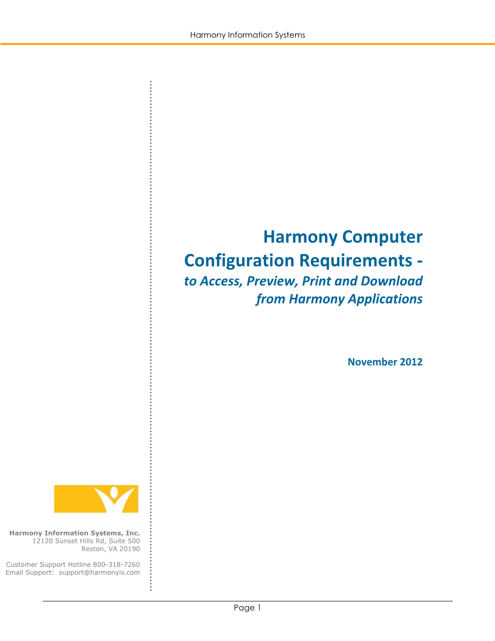 Harmony Computer Configuration Requirements