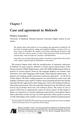 Case and Agreement in Mehweb