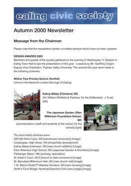 Autumn 2000 Newsletter