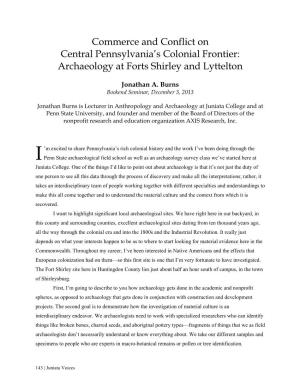 Commerce and Conflict on Central Pennsylvania's Colonial Frontier: Archaeology at Forts Shirley and Lyttelton