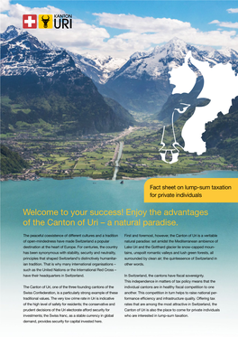 Welcome to Your Success! Enjoy the Advantages of the Canton of Uri – a Natural Paradise