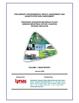 Preliminary Environmental Impact Assessment and Quantitative Risk Assessment