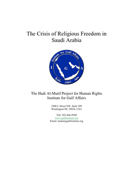 The Crisis of Religious Freedom in Saudi Arabia