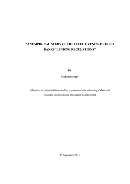 “An Empirical Study of the Effectiveness of Irish Banks’ Lending Regulations”