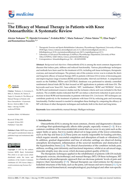 The Efficacy of Manual Therapy in Patients with Knee Osteoarthritis