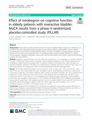 Effect of Mirabegron on Cognitive Function in Elderly