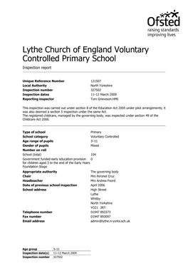 Lythe Church of England Voluntary Controlled Primary School Inspection Report