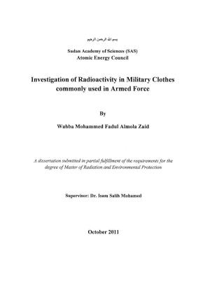 Investigation of Radioactivity in Military Clothes Commonly Used in Armed Force
