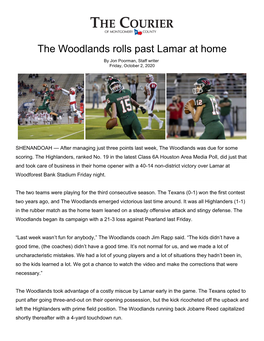 The Woodlands Rolls Past Lamar at Home