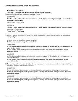 Chapter Assessment Section 1 Impulse and Momentum: Mastering Concepts 36