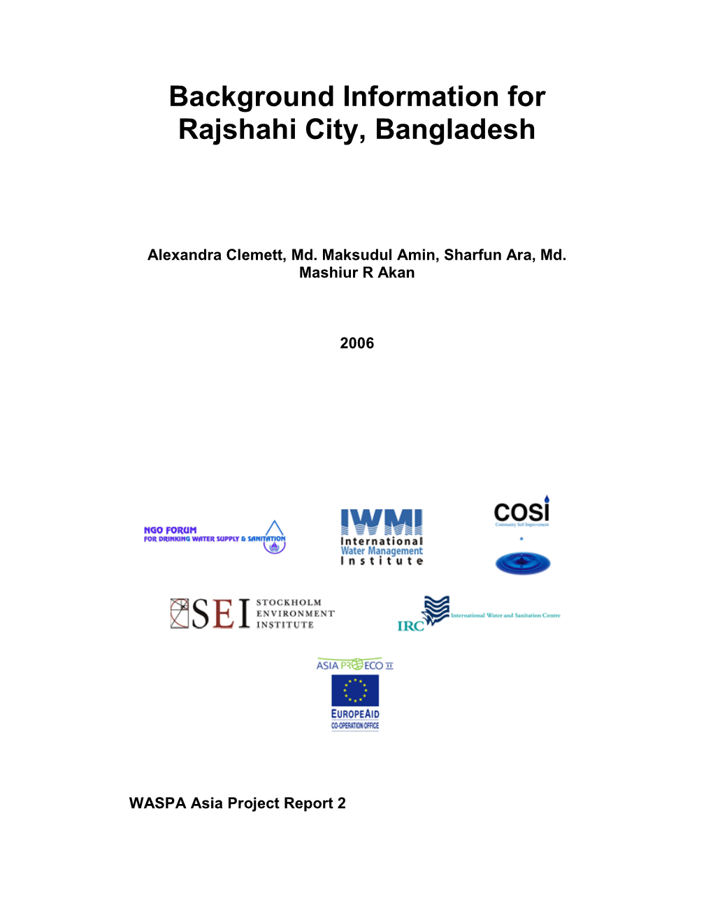 Rajshahi Baseline Report Final
