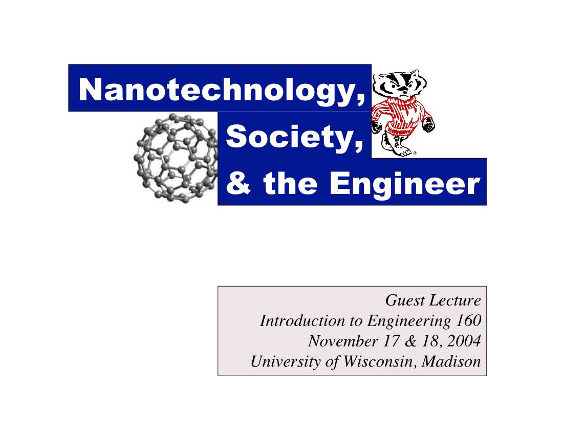 Nanotechnology, Society, & the Engineer