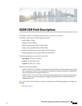 SGSN CDR Field Descriptions