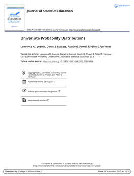 Univariate Probability Distributions
