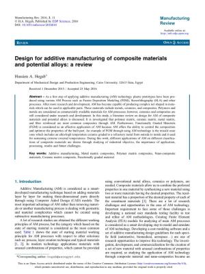 Design for Additive Manufacturing of Composite Materials and Potential Alloys: a Review