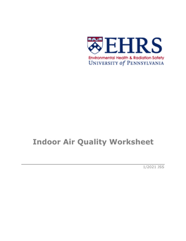EHRS Indoor Air Quality Worksheet