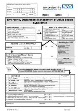 Emergency Department Management of Adult Sepsis Syndromes