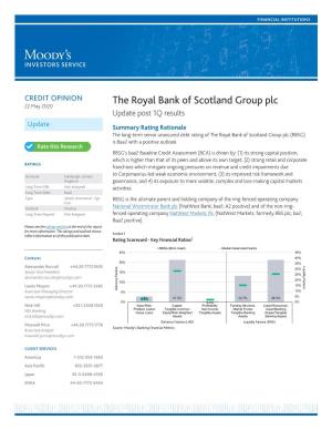The Royal Bank of Scotland Group Plc 22 May 2020 Update Post 1Q Results