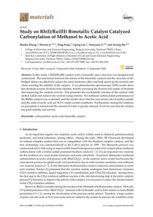 Bimetallic Catalyst Catalyzed Carbonylation of Methanol to Acetic Acid